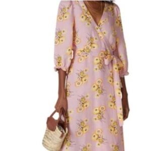 Madewell linen floral wrap dress